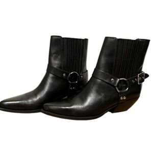 Zara leather ankle biker boots